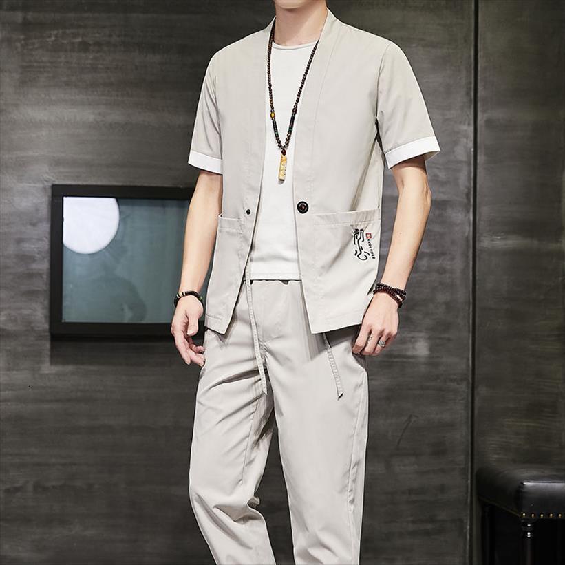 suit summer short sleeve chinese mens tracksuit style casual large cardigan two piece tang white vetement homme genuine, Gray
suit summer short sleeve chinese mens tracksuit style casual large cardigan two piece tang white vetement homme genuine, Gray