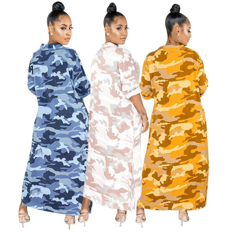 Camouflage Print Buttons Sequined Pockets Loose Maxi Dress Long Sleeves Turn-Down Collar Arrival Autumn Casual Women Outfits Dresses, Blue
Camouflage Print Buttons Sequined Pockets Loose Maxi Dress Long Sleeves Turn-Down Collar Arrival Autumn Casual Women Outfits Dresses, Blue