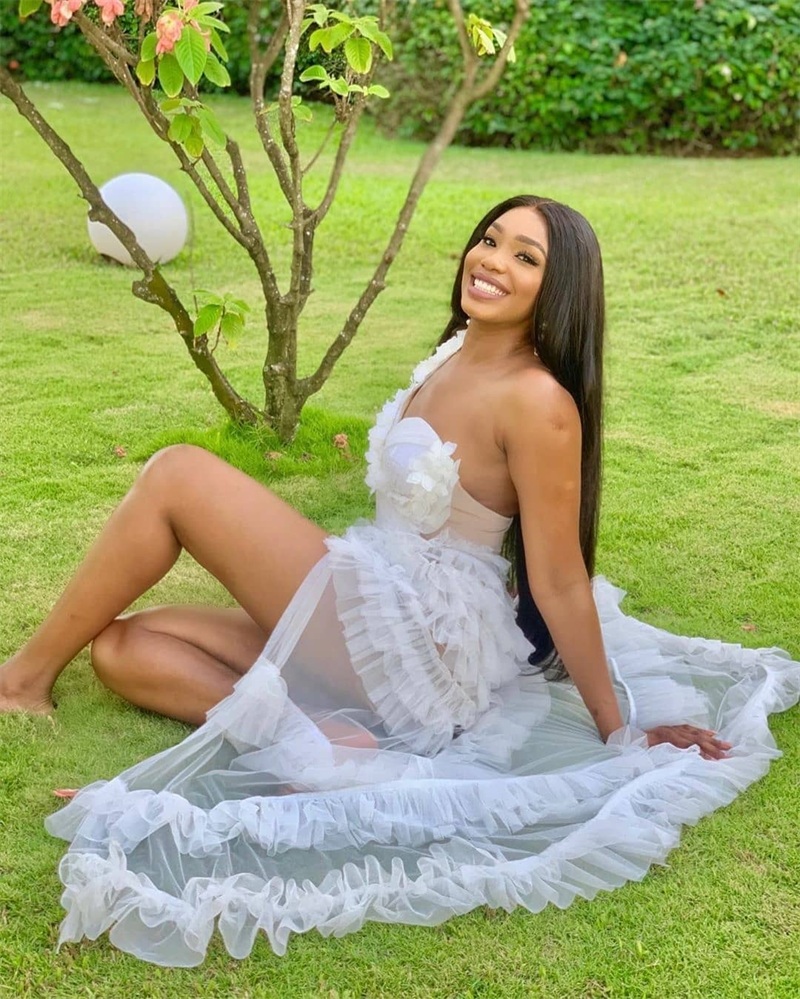 Summer Beach Evening Dresses One shoulder Mermaid Ruched Tulle Prom Dress Sexy Side Split Formal Party Pageant Gowns