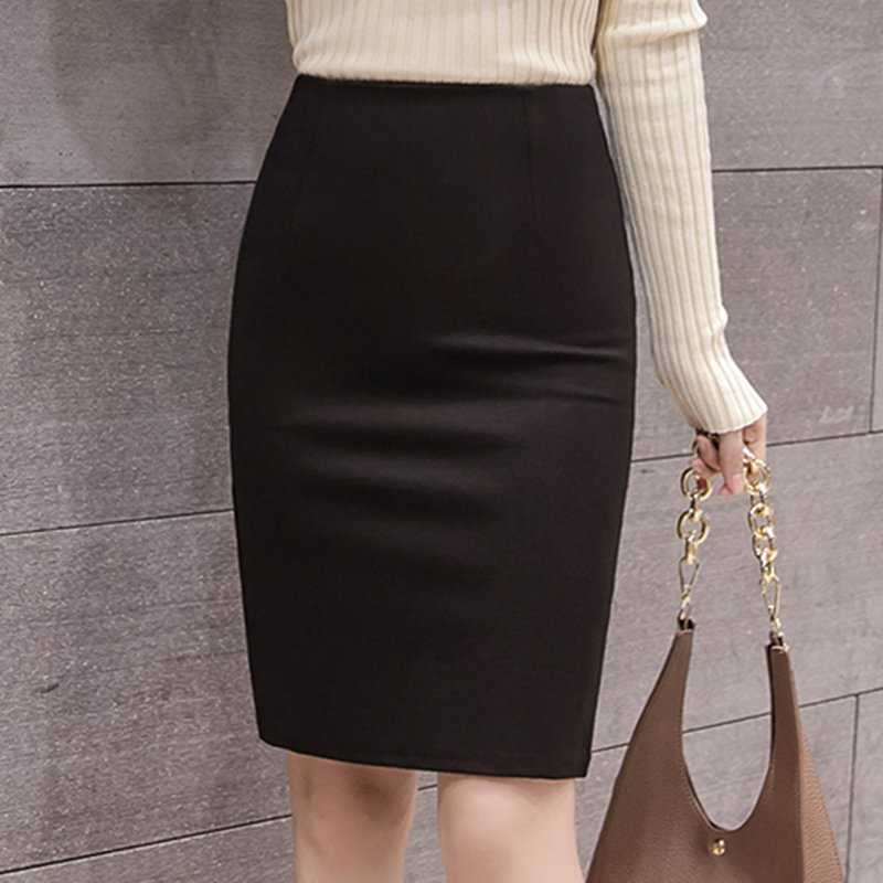 Fashion Summer Women Skirt Black Plus Size High Waist Work Slim Pencil Red Open Fork Sexy Office Lady s Female 210619