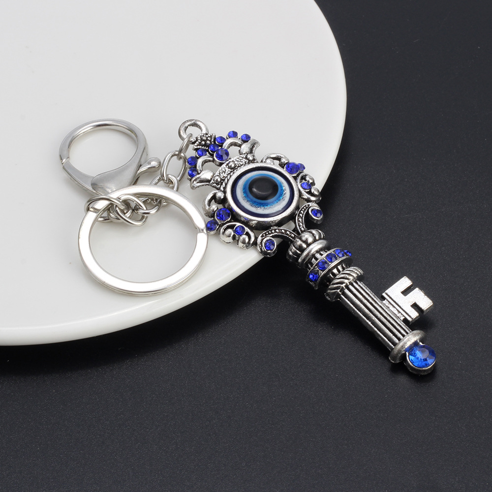 Unique Fashion Blue Crystal Key Ring Jewelry Good Quality Turkey Evil Eye Alloy Key-chain Charm Kids Gifts, As picture/30g
Unique Fashion Blue Crystal Key Ring Jewelry Good Quality Turkey Evil Eye Alloy Key-chain Charm Kids Gifts, As picture/30g