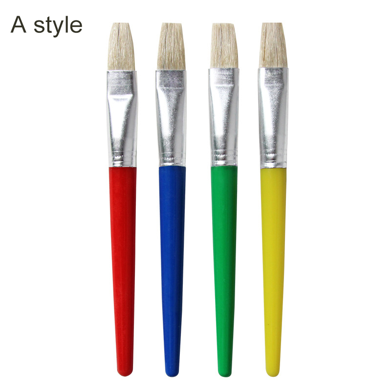 Paint Brush For Children Oil Watercolor Painting Candy Color 4Pcs Gouache Drawing Art Supply Plastic Handel Bristel Brushes