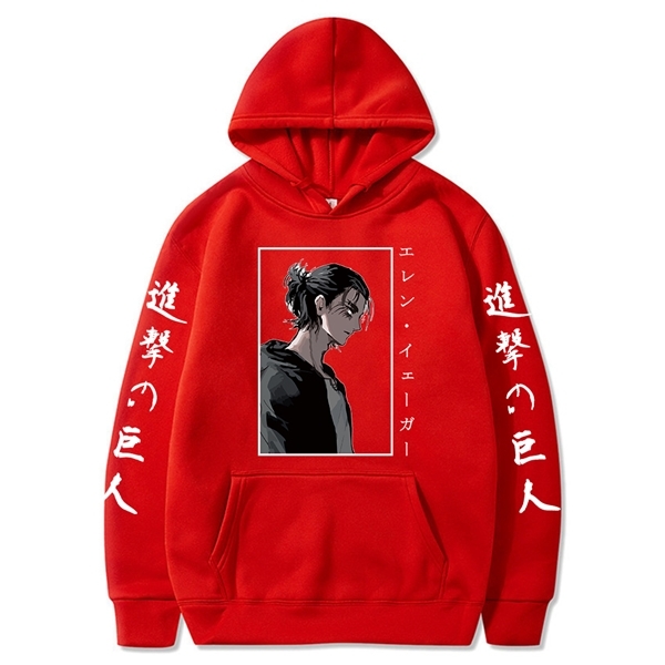 Men Hoodie Attack on Titan Printed Long Sleeve Anime Eren Yeager Pullover Harajuku Hoodie Sweatshirt Tops Y0809