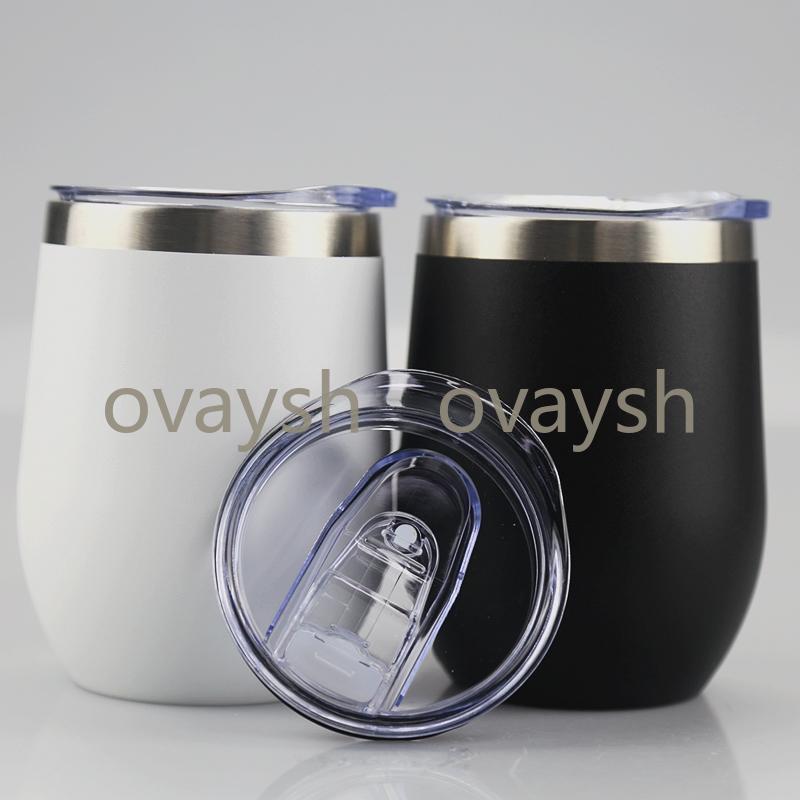 12oz Wine Tumbler Powder Coated Coffee Mugs Beer Glass Water Bottle 2 Layer Vacuum Insulated Beer Mug Wedding Party Champagne Mugs3829139