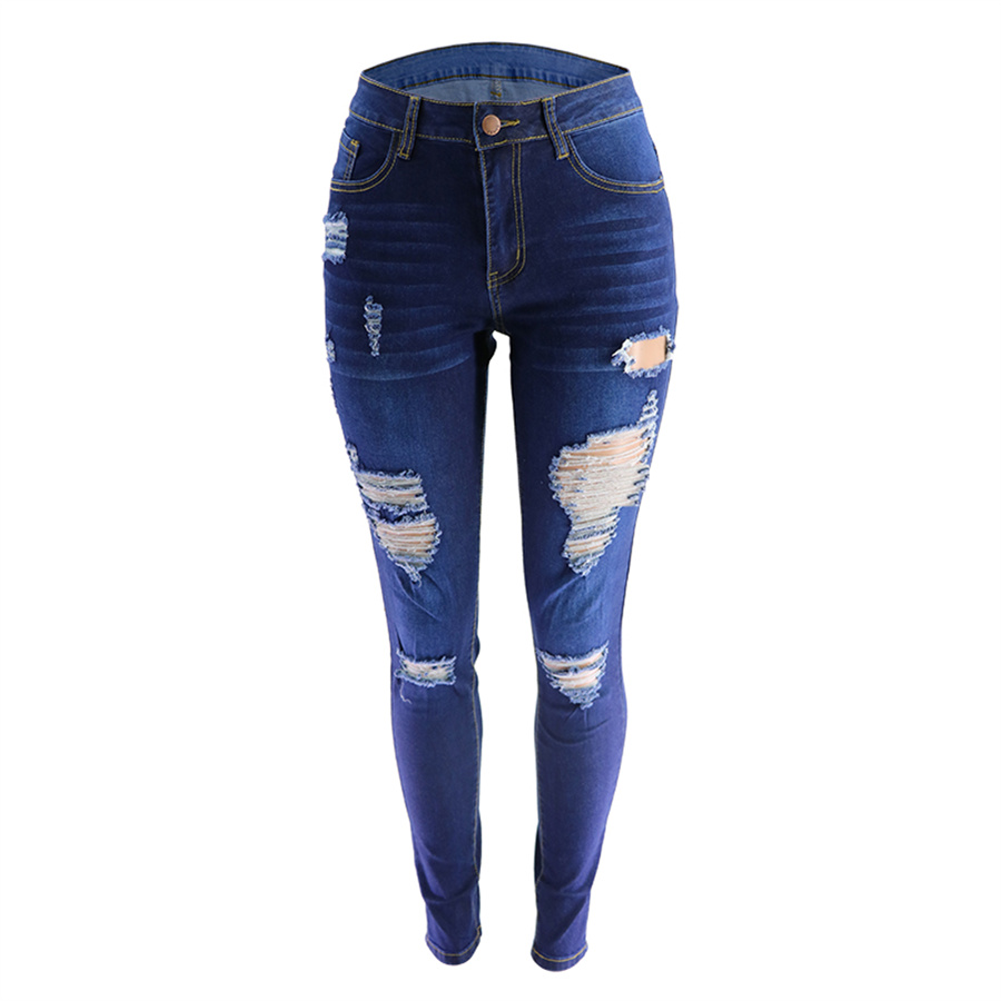 Spring Summer Women Casual Washed Hole Ripped Jeans Fashion Design High Waistline Skinny Trousers Ladies Streetwear Pencil Pants, Blue
Spring Summer Women Casual Washed Hole Ripped Jeans Fashion Design High Waistline Skinny Trousers Ladies Streetwear Pencil Pants, Blue