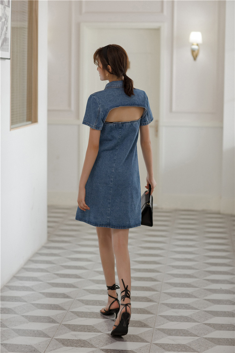 2 Piece Summer Denim Dress Women Strapless Button Up Blue Jean Keyhole Ladies Korean Mini 210427