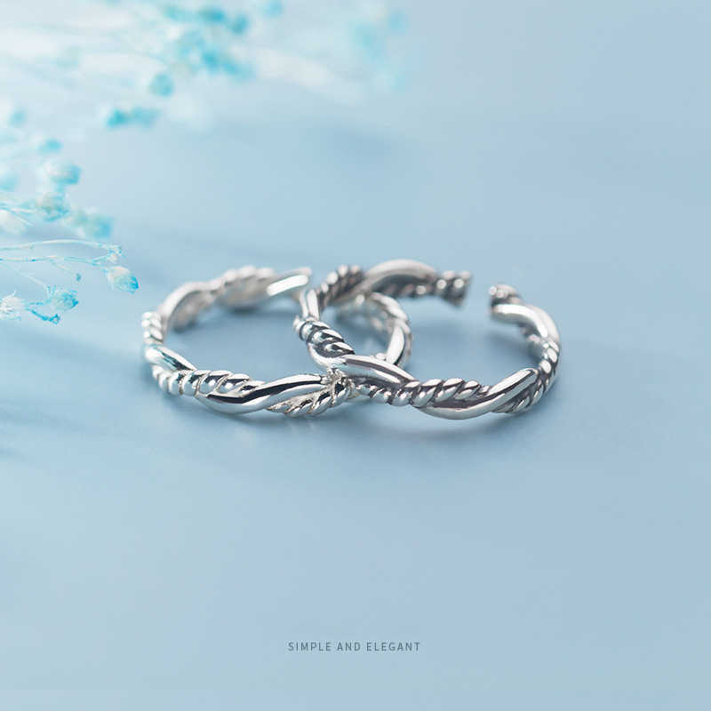 925 Sterling Silver Simple Twist Adjustable Finger Ring for Women Vintage Style Geometric Fine Jewelry 210707
925 Sterling Silver Simple Twist Adjustable Finger Ring for Women Vintage Style Geometric Fine Jewelry 210707
