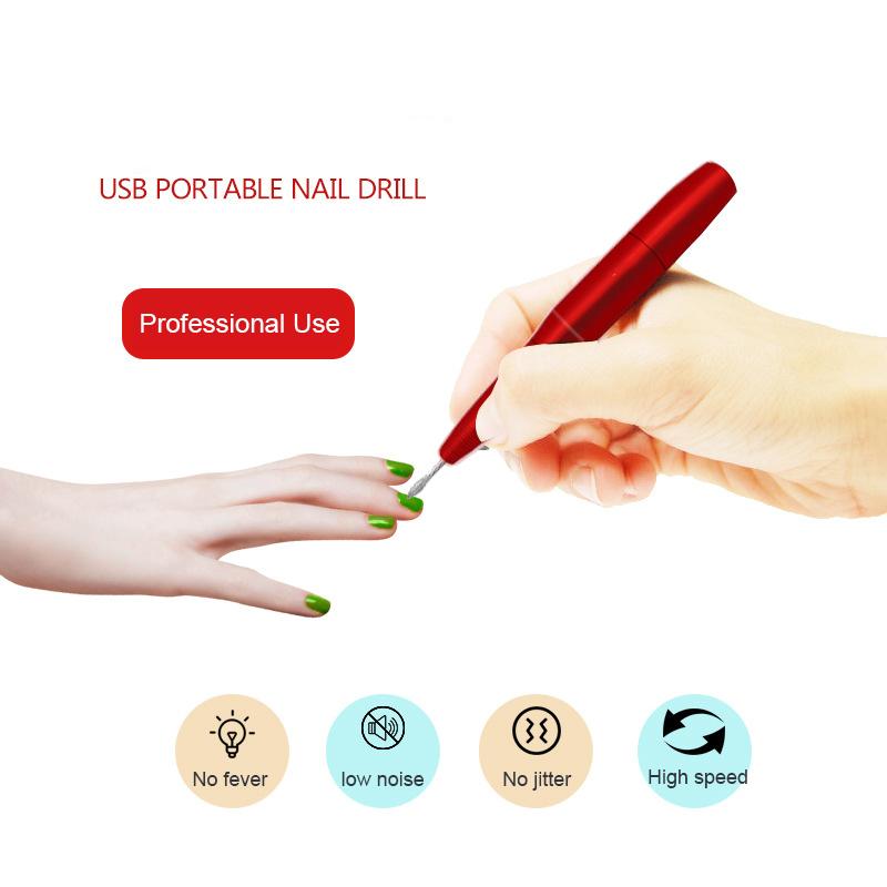 Nail Drill & Accessories Portable Electric Machine Professional 20000 RPM USB Pedicure Drills Handpiece Grinder Polishing Tools Set