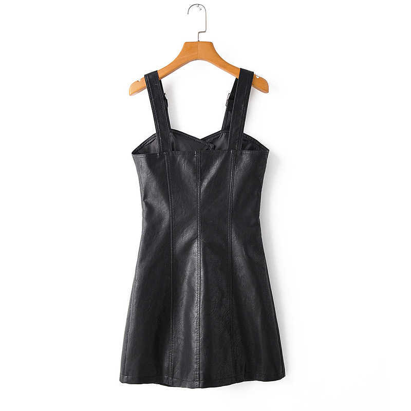 LY VAREY LIN Women Leather Mini Dress Soft Pu Faux Pink Sexy Backless Slim High Waist Rivet Zipper Vestidos 210526