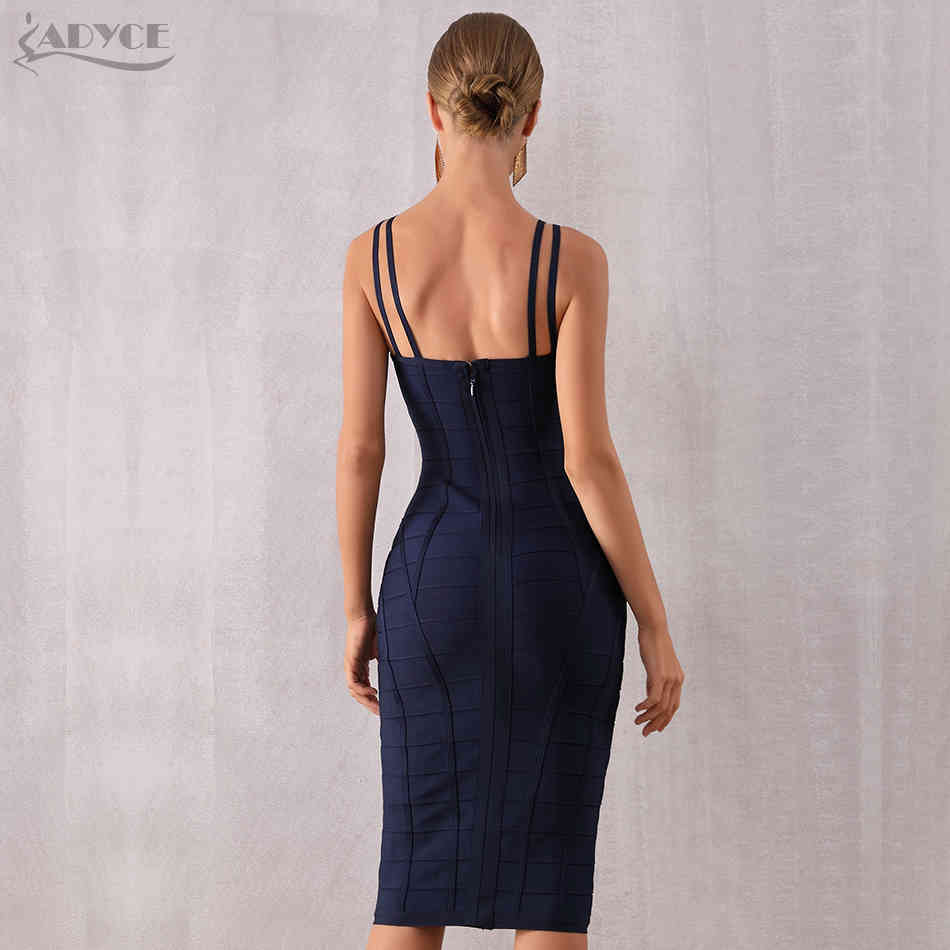 Summer Bodycon Bandage Dress Women Blue Spaghetti Strap Sleeveless Celebrity Evening Runway Party Vestidos 210423