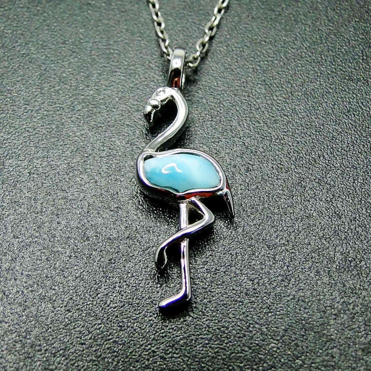 Natural Dominica Larimar Jewelry 925 Sterling Silver Larimar Flamingo Pendant Necklace For Women Gift 210524
Natural Dominica Larimar Jewelry 925 Sterling Silver Larimar Flamingo Pendant Necklace For Women Gift 210524