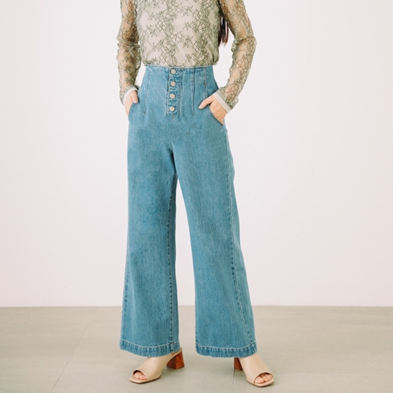 Vintage Office Lady Back Cross Strap Denim Pants Simple High Waist Wide Leg Casual Vaqueros Mujer Trendy All Match Jeans 210525