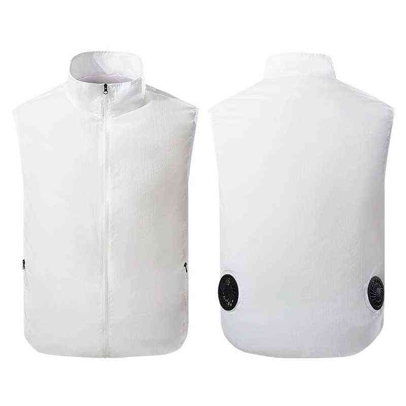 Men Summer USB Fan Cooling Vest Men Air Conditioning Clothes Sleeveless Jacket Pleasantly Cool Fishing Vests 211119