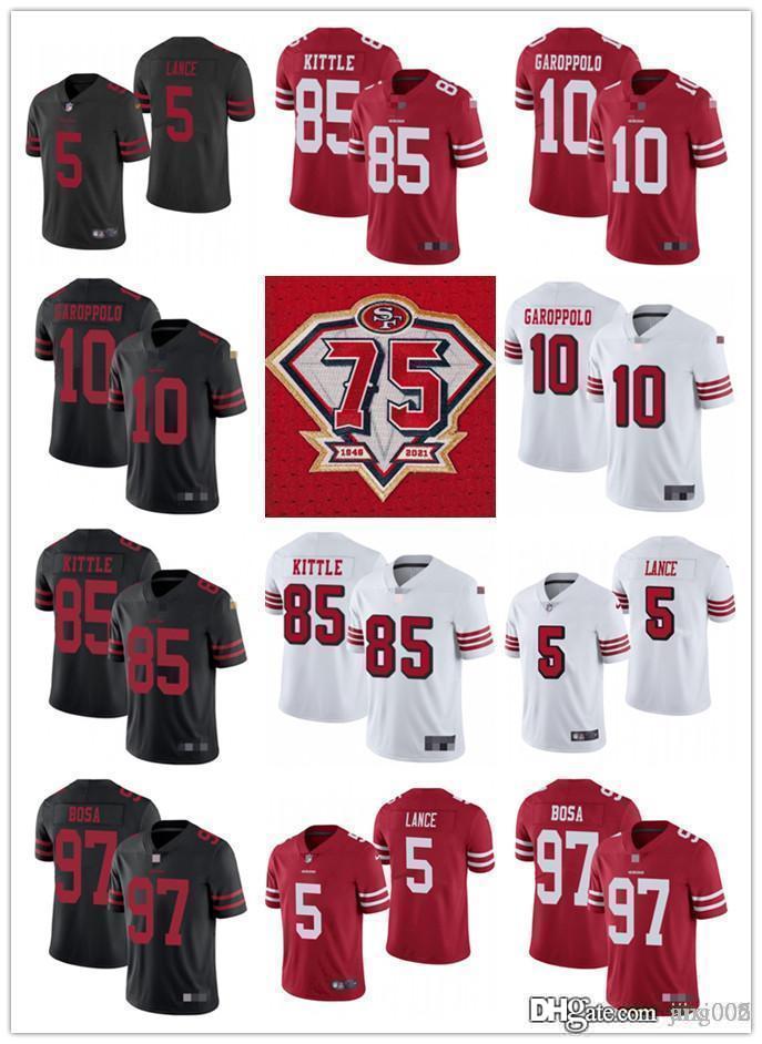 75th Men Women Youth San Francisco49ers85 George Kittle 10 Jimmy Garoppolo 5 Trey Lance 97 Nick Bosa Red Custom Football Jersey, Black;red
75th Men Women Youth San Francisco49ers85 George Kittle 10 Jimmy Garoppolo 5 Trey Lance 97 Nick Bosa Red Custom Football Jersey, Black;red