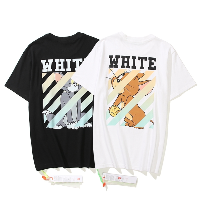 21ss off fashion brand white co branded cartoon animal arrow short sleeve T-shirt for men and women, White;black
21ss off fashion brand white co branded cartoon animal arrow short sleeve T-shirt for men and women, White;black