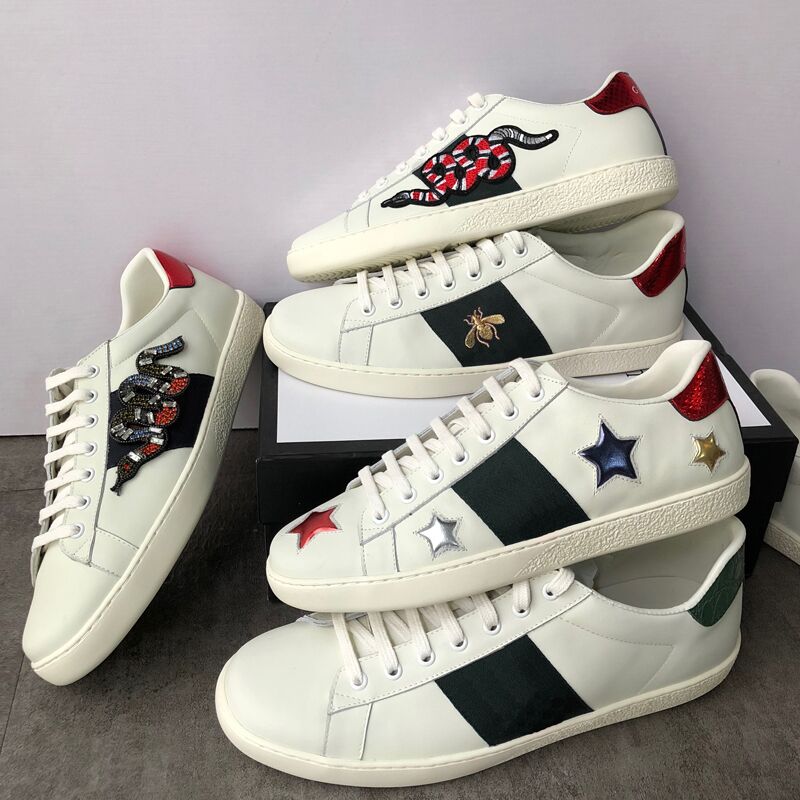 Men Designers Shoes Bee Green Red Stripes Men Women Sneaker White Tiger Love Ca…