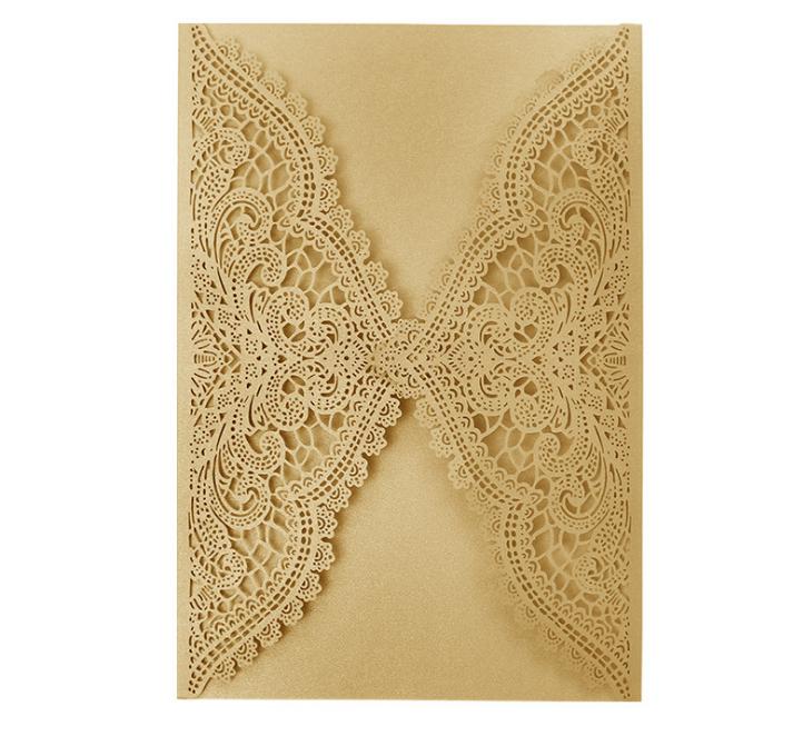 2021 WHITE CHANTILLY LACE Laser Cut Wrap Invitation - White Laser Cut Wedding Invitation with Blush Shimmer Insert and Burgundy Ribbon Bow