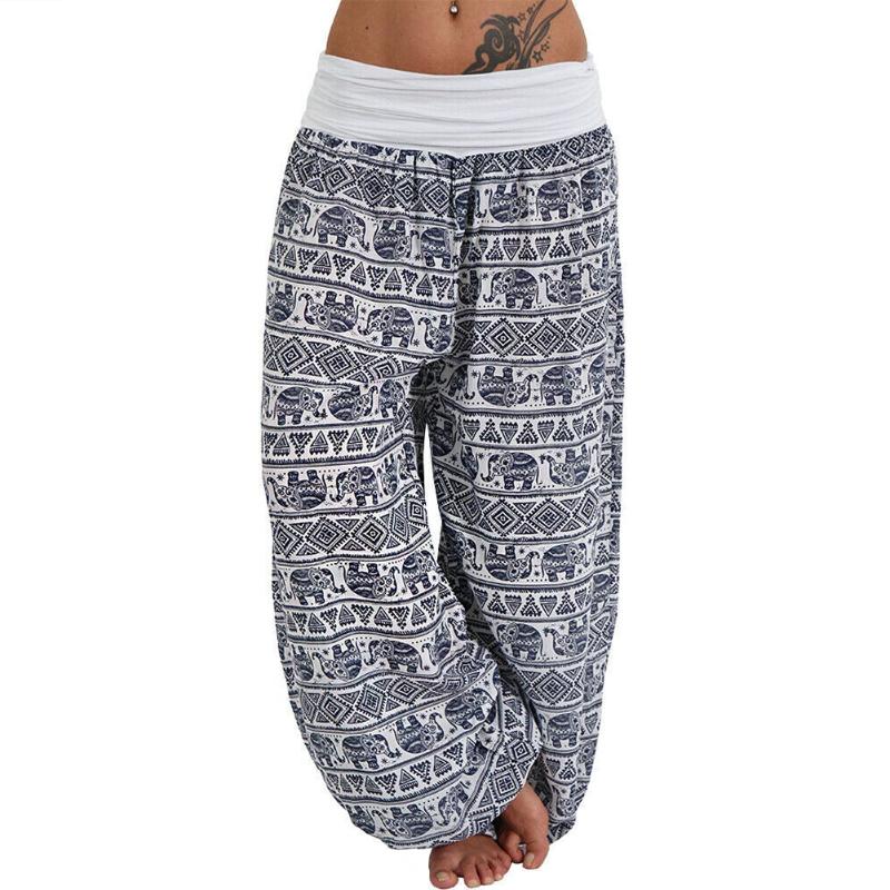Elephant Print Dance Harem Pants Women Elastic Low Waist Loose Casual Soft Plus Size Trousers Pantalon Femme Women's & Capris