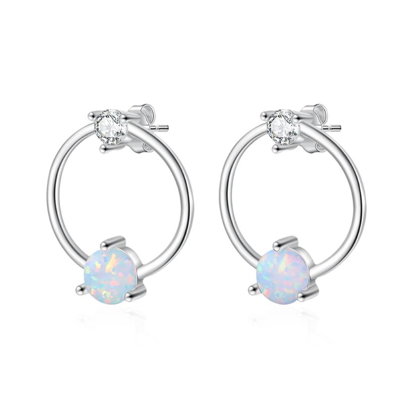 Stud Classic Circle Earrings For Women Round White Opal Stone Engagement Wedding Party Jewelry, Golden;silver
Stud Classic Circle Earrings For Women Round White Opal Stone Engagement Wedding Party Jewelry, Golden;silver
