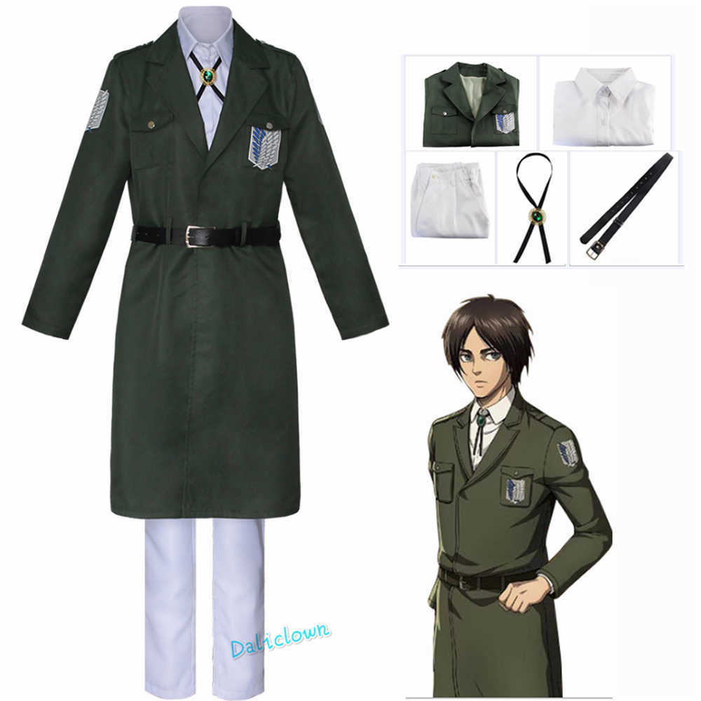 Attack on Titan Cosplay Levi Costume Shingek No Kyojin Scouting Legion Soldier Coat Trench Jacket Uniform Men Halloween Outfit Y0913
