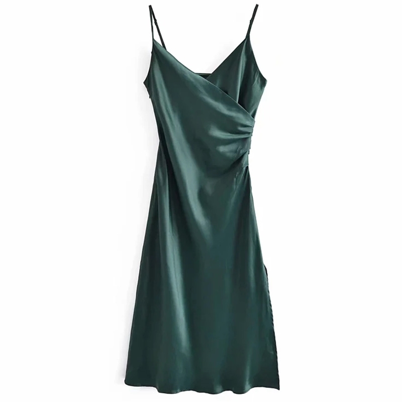 Green Satin Slip Dress Summer Fashion Sleeveless Spaghetti Strap Wrap Front Ruched Split Side Women Midi Party 210604, Dg
Green Satin Slip Dress Summer Fashion Sleeveless Spaghetti Strap Wrap Front Ruched Split Side Women Midi Party 210604, Dg
