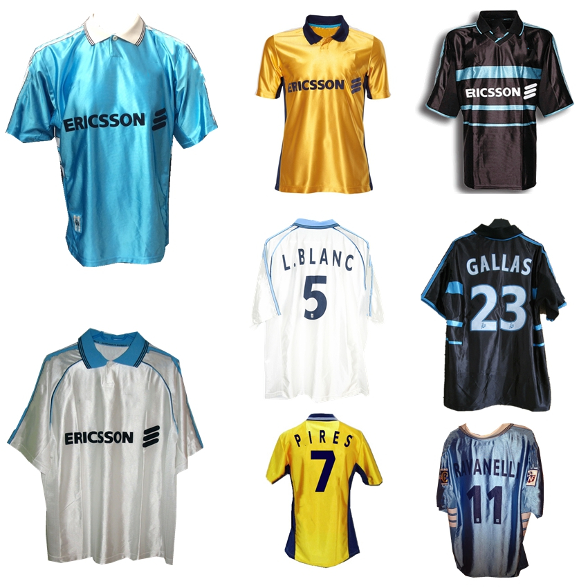 1998 1999 2000 Olympique de Marseille retro soccer jersey 98 99 Pires Maurice Blanc Ravanelli DE LA PENA Gallas classic vintage football shirt, 1999 2000 3rd jersey 
1998 1999 2000 Olympique de Marseille retro soccer jersey 98 99 Pires Maurice Blanc Ravanelli DE LA PENA Gallas classic vintage football shirt, 1999 2000 3rd jersey
