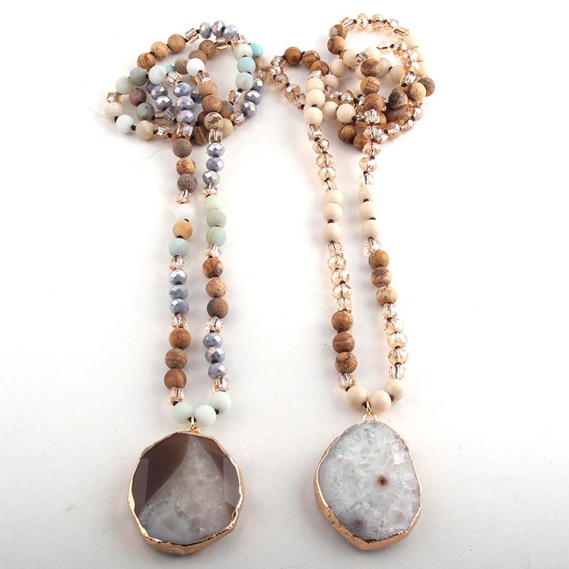 Pendant Necklaces RH Fashion Bohemian Tribal Jewelry Crystal / Stone Long Knotted Natural Gray Agt For Women
Pendant Necklaces RH Fashion Bohemian Tribal Jewelry Crystal / Stone Long Knotted Natural Gray Agt For Women