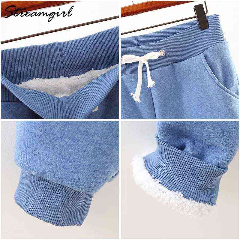 Winter Thick Plus Size Sweatpants Women High Waist Fleece Trousers Casual Pants For Velvet Gray 's 211115