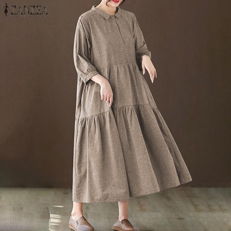 Women's Blouses & Shirts Casual Women Summer Maxi Long Dress Loose Soft Solid Sundress Fashion Lapel Ruffle ZANZEA Female Button U, Khaki
Women's Blouses & Shirts Casual Women Summer Maxi Long Dress Loose Soft Solid Sundress Fashion Lapel Ruffle ZANZEA Female Button U, Khaki