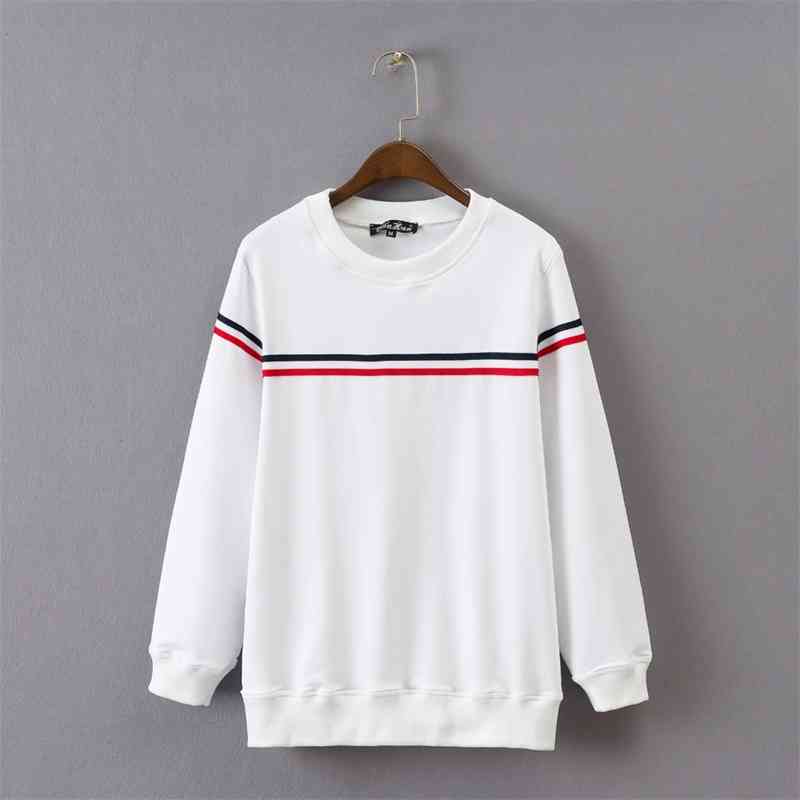 Autumn Fashion Women Crew neck Varsity Striped Sweatshirts Casual Long Sleeve Cotton Sweatshirt Pullovers Tops 210512