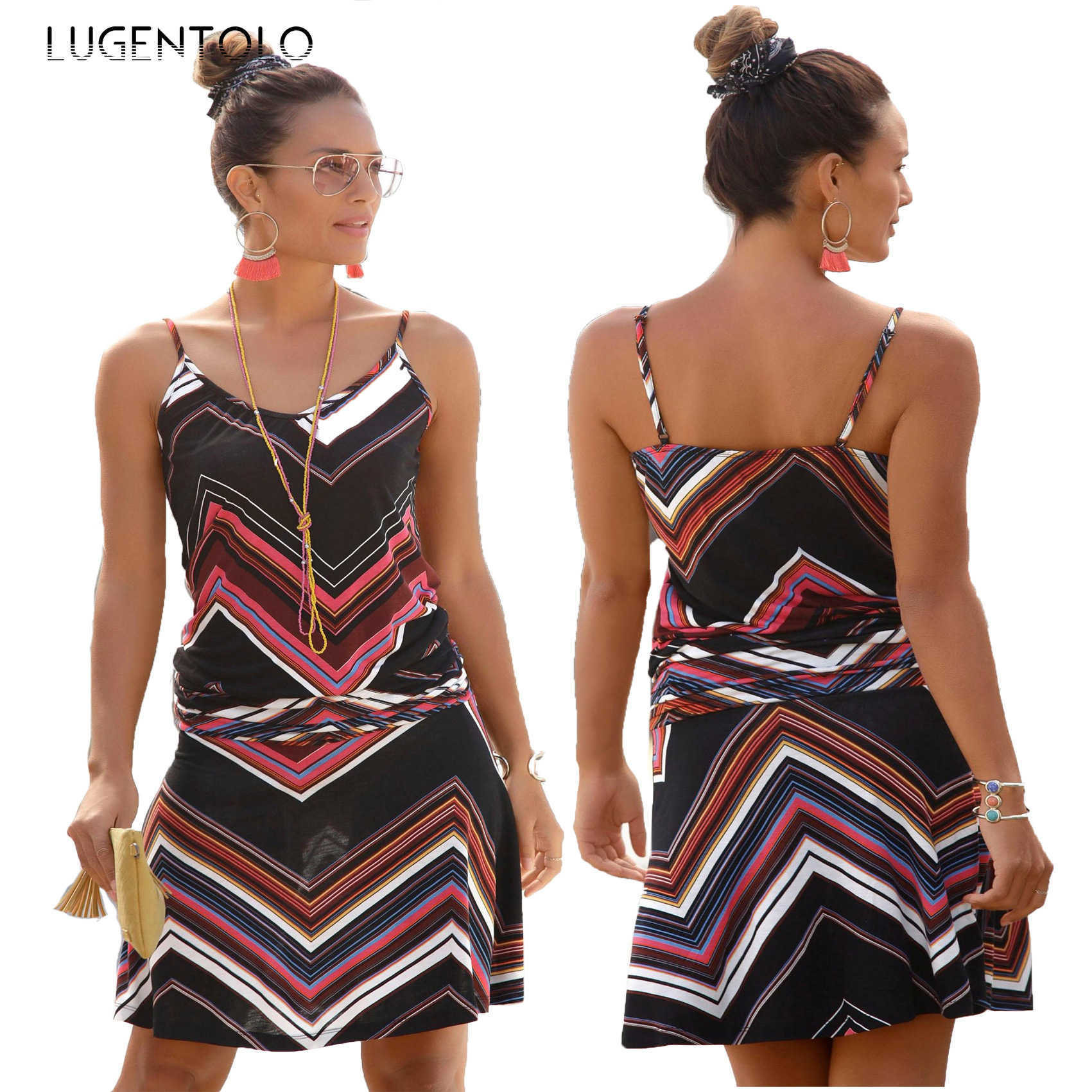 Lugentolo Women' Dress Summer Loose Printed Wavy Pattern Beach New Style Casual Sleeveless Sexy Female Short Dress Y0603, Black
Lugentolo Women' Dress Summer Loose Printed Wavy Pattern Beach New Style Casual Sleeveless Sexy Female Short Dress Y0603, Black