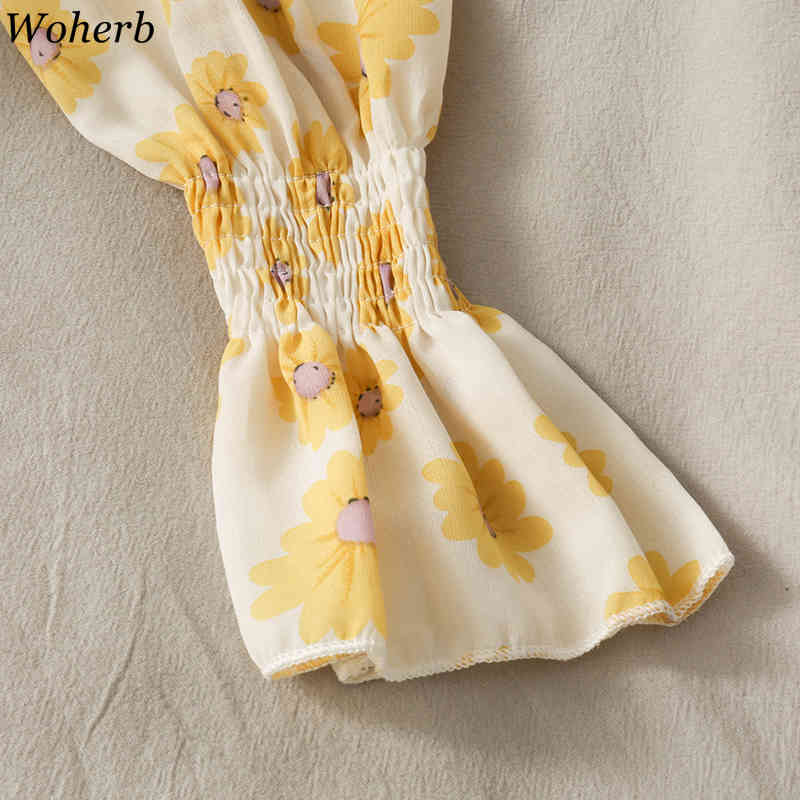 Short Women Tops and Blouses Long Sleeve Crop Top Blusas Mujer Fashion Floral Print Vintage Sexy Ropa 210519