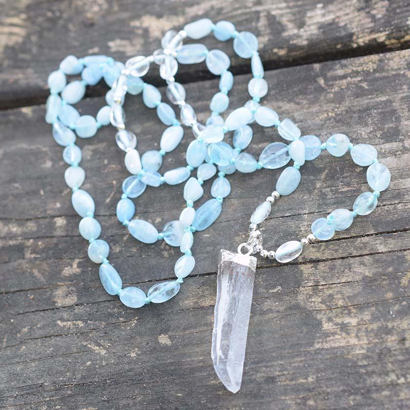 Pendant Necklaces Natural Quartz Aquamarines Stone Nuggets Beads Knot Handmade Necklace
Pendant Necklaces Natural Quartz Aquamarines Stone Nuggets Beads Knot Handmade Necklace