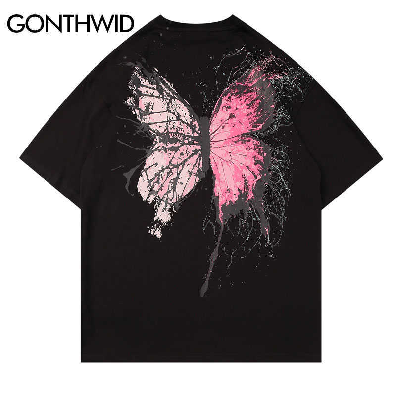 GONTHWID Graffiti Ink Streetwear Tshirts Hip Hop Fashion Casual Short Sleeve Tees Shirts Men Summer Tops 210629