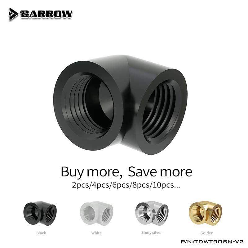 Barrow TDWT90SN-V2,Black/white/silver/gold Double Internal G1/4 Thread 90 Degree Fitting Adapter For Water Cooler PC Fans & Coolings
Barrow TDWT90SN-V2,Black/white/silver/gold Double Internal G1/4 Thread 90 Degree Fitting Adapter For Water Cooler PC Fans & Coolings