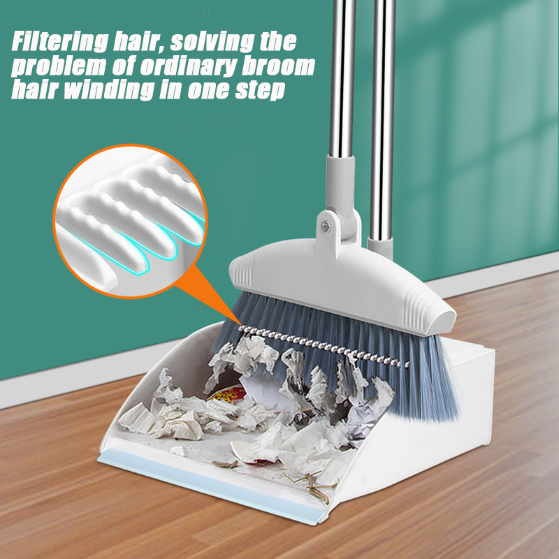 180degree Rotary Broom and Foldable Standing Dustpan Household Floor Cleaning Set