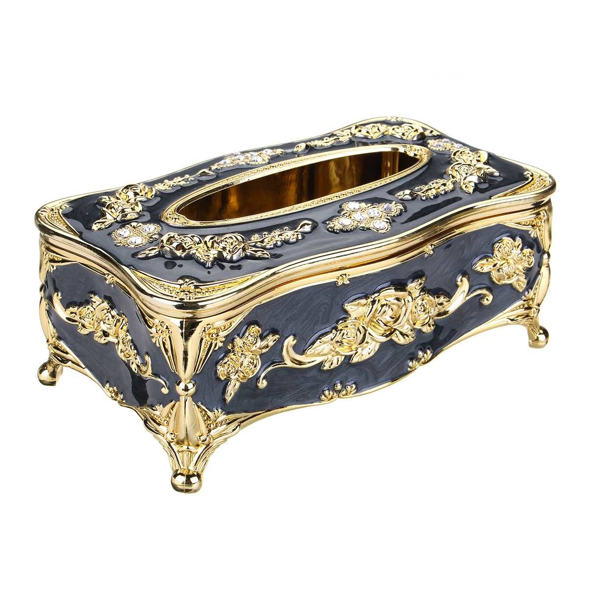 Elegant European Style Tissue Box Cover Chic Napkin Case Holder Hotel Home Decor Organizer Room KTV Supplies Furnishing Box 210326
