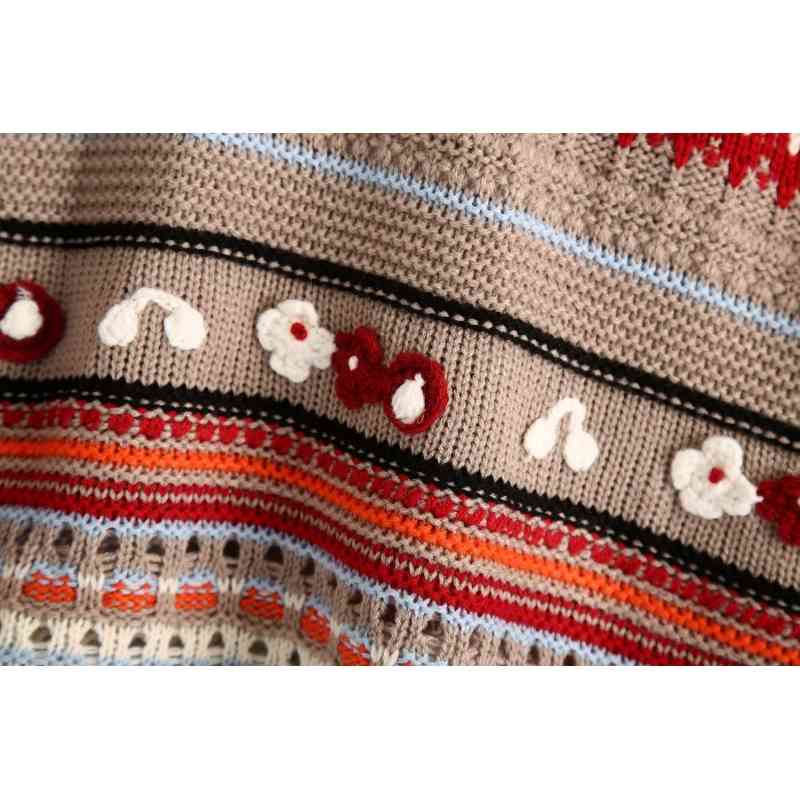 Fashion Women Knitwear Weskit Autumn Colorful Female Waistcoat Casual 3D Flower Print Ladies Vest Girls Knits Coats 210430