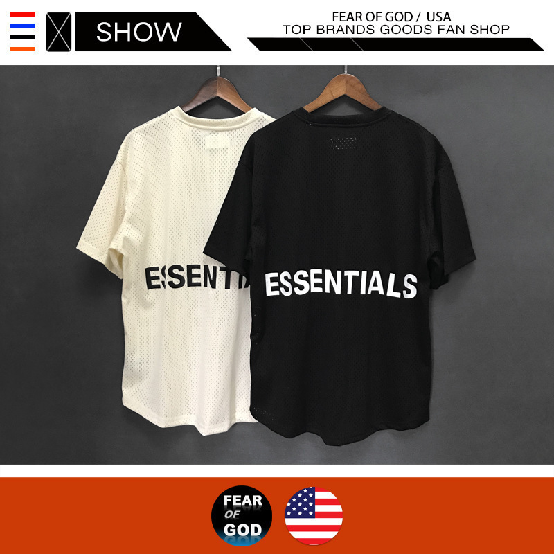 of Fear God mesh T-shirt fog essentials hip hop loose V-neck short sleeve men's fashion, White;black
of Fear God mesh T-shirt fog essentials hip hop loose V-neck short sleeve men's fashion, White;black