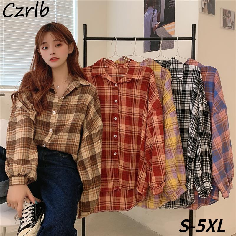 Women's Blouses & Shirts Women Plus Size Plaid All-match Single Breasted Fashion Lantern Sleeve College Design Korean Version Streetwear, White
Women's Blouses & Shirts Women Plus Size Plaid All-match Single Breasted Fashion Lantern Sleeve College Design Korean Version Streetwear, White
