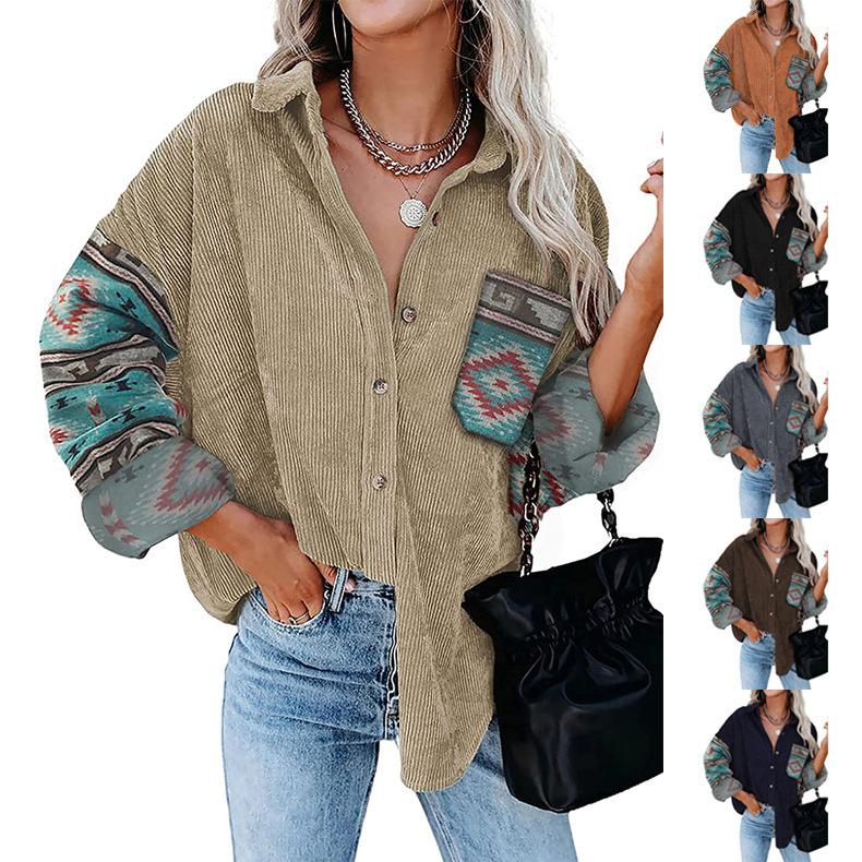 Women's Blouses & Shirts Spring 2022 Women Blouse Print Vintage Button Up Pocket Long Sleeve Corduroy Shirt Coat Lapel Loose Jacket Cardigan, White
Women's Blouses & Shirts Spring 2022 Women Blouse Print Vintage Button Up Pocket Long Sleeve Corduroy Shirt Coat Lapel Loose Jacket Cardigan, White