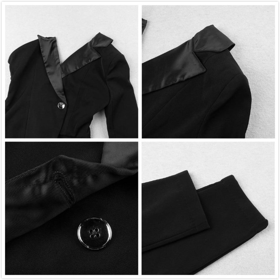 Free Autumn Women's Jumpsuit Black Lapel One Shoulder Long Sleeve Sexy Halter Club Party Wholesale 210524