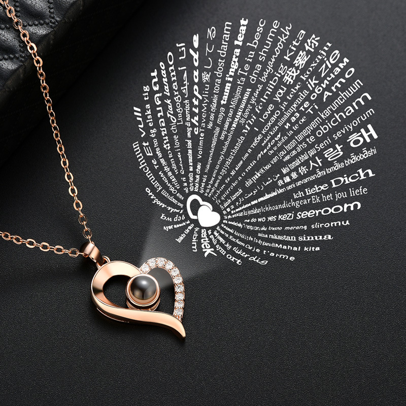 100 Languages I Love You Diamond Heart Pendant Necklace Copper Memory Projection Necklaces chains for Women Fashion Jewelry, Silver
100 Languages I Love You Diamond Heart Pendant Necklace Copper Memory Projection Necklaces chains for Women Fashion Jewelry, Silver
