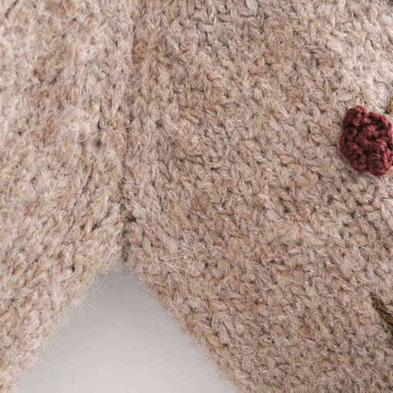 Casual Woman Camel Loose Embroidery Beading Sweater Spring Fashion Warm Knitwear Female Vintage Oversized Pullover 210515