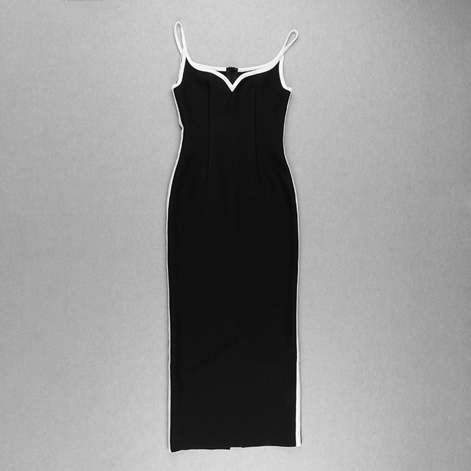 Free Elegant Women Bandage Dress Black Sexy Spaghetti Sleeveless Bodycon Long Club Party Vestidos 210524