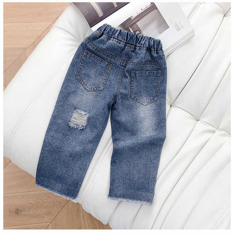 Baby Boys Jeans Spring Back Ripped Loose For Fashion Kids Children Casual All-match Denim Pants 210615