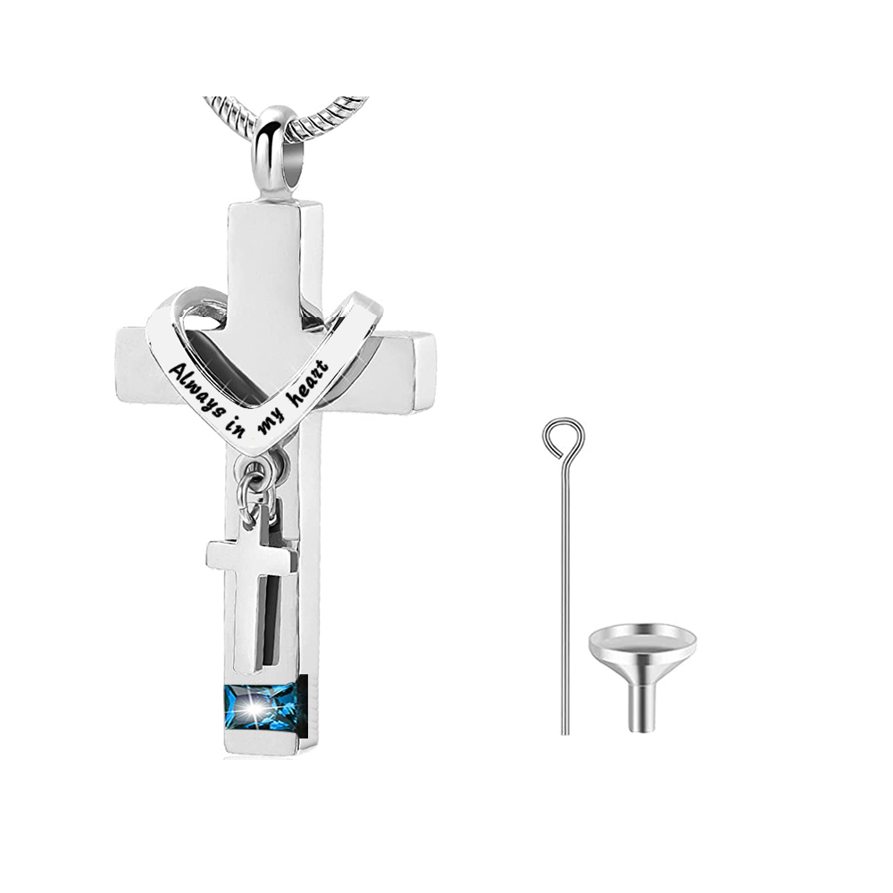 Cross With Birthstone Urn Necklaces for Ashes Stainless Steel Memorial Cremation Pendant Jewelry Keepsake for Human or Pet Gift
Cross With Birthstone Urn Necklaces for Ashes Stainless Steel Memorial Cremation Pendant Jewelry Keepsake for Human or Pet Gift