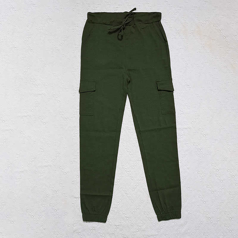 Women's Trousers Workwear Cargo Pants Casual Elastic Waist Side Pocket 211115