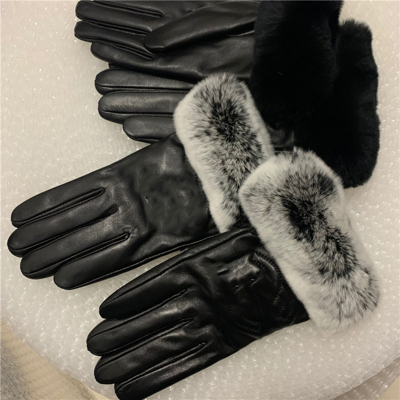 Classic designer leather gloves men women and female lambskin touch screen brand Five Fingers Gloves winter thickening warmth