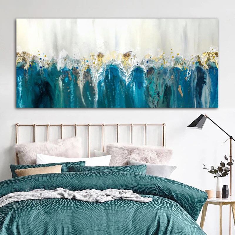 Abstract Green Canvas Painting Wall Art Pictures For Living Room Modern Home Decor Golden Nordic Posters And Prints Wall Decor